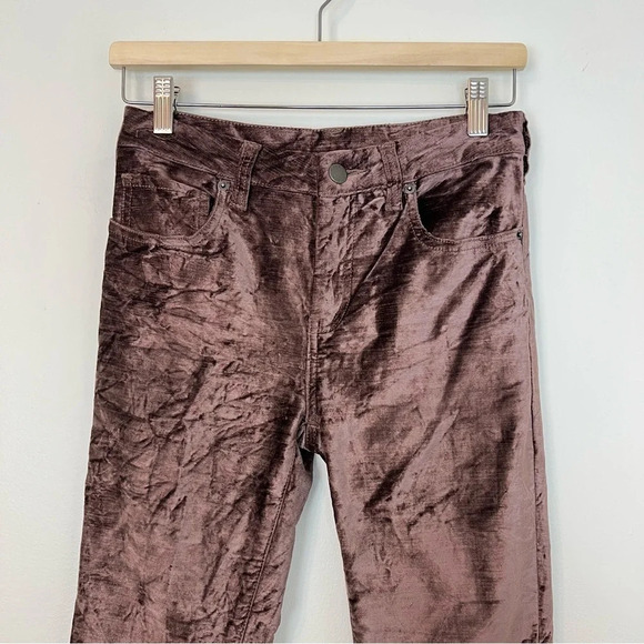 Free People Velvet Bootcut Crop Pants Brown 25 Boho Festival Vintage Romantic - Picture 4 of 9